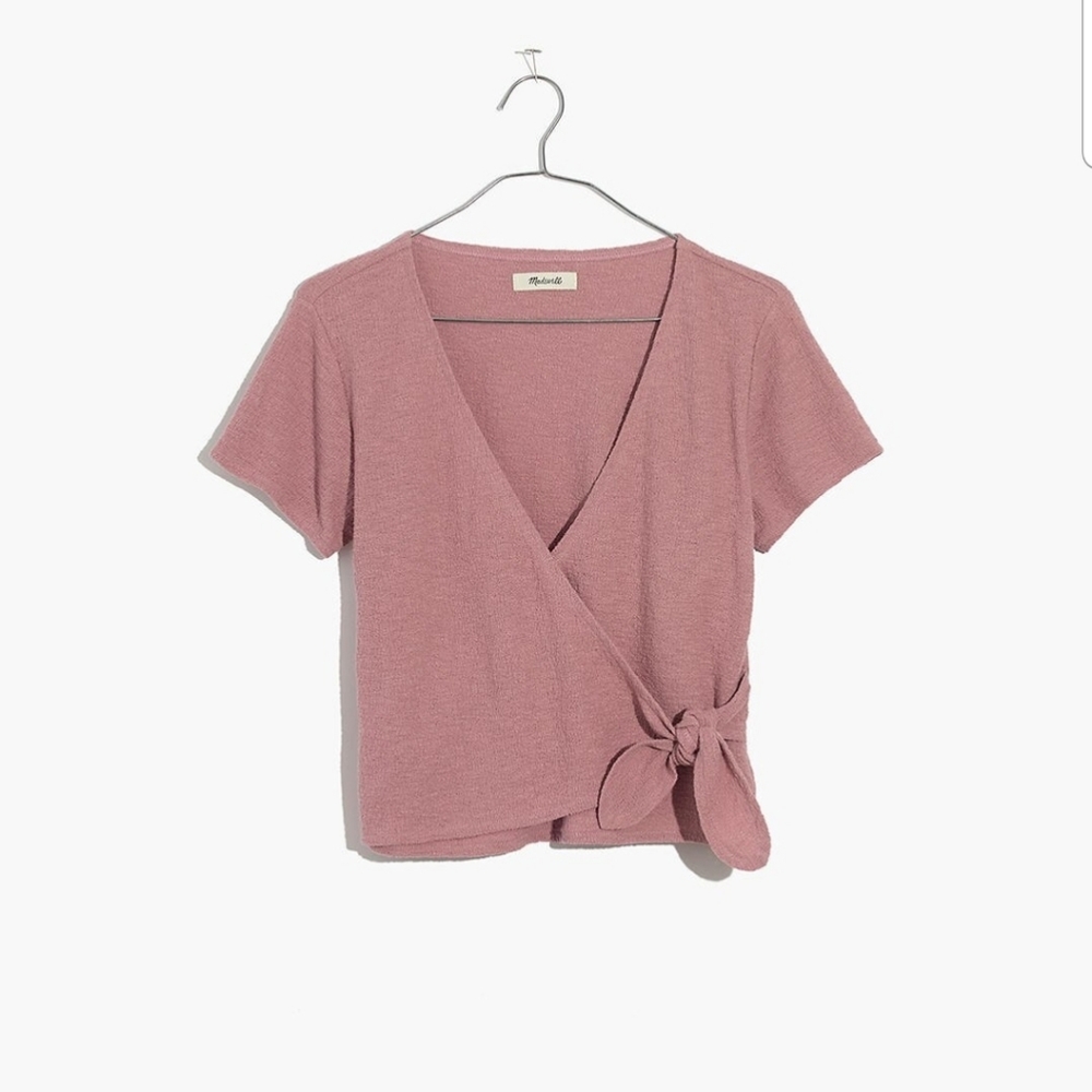New Madewell Wrap Tie Vintage Mauve Top Large - Picture 1 of 7